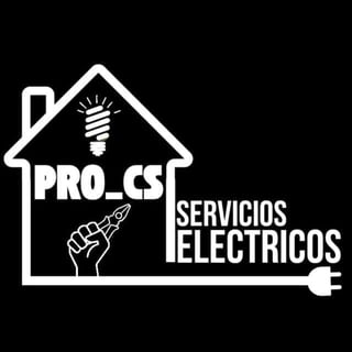 PRO_CS Servicios Electricos logo featuring a house outline with lightbulb and hand holding electrical tools